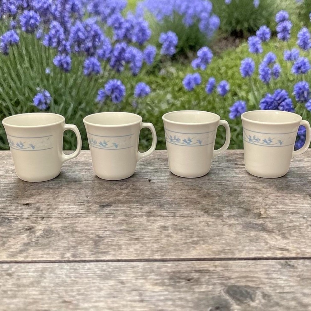 Corning Corelle First of Spring Coffee Cups, Set Of 4, Vintage Mugs, Drinkware